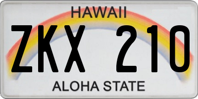 HI license plate ZKX210
