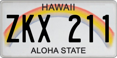 HI license plate ZKX211