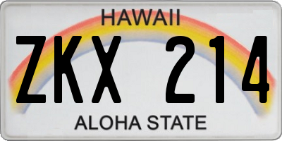 HI license plate ZKX214