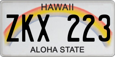HI license plate ZKX223