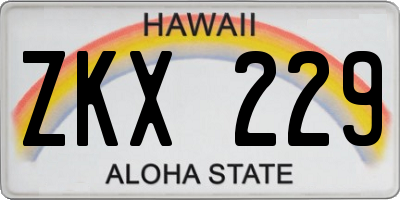 HI license plate ZKX229