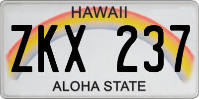 HI license plate ZKX237