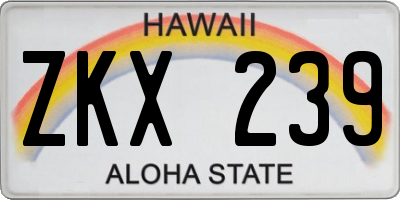 HI license plate ZKX239