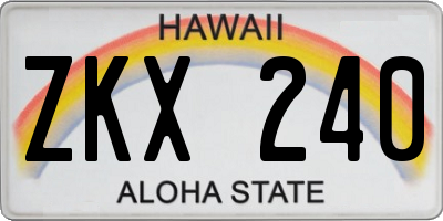 HI license plate ZKX240