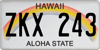 HI license plate ZKX243