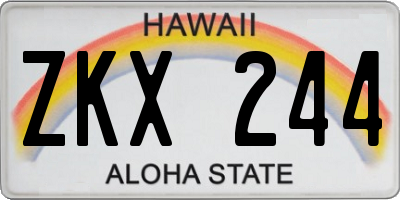HI license plate ZKX244