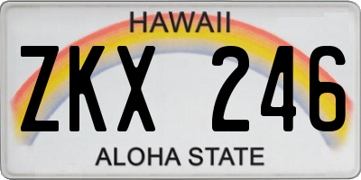 HI license plate ZKX246