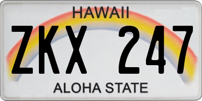 HI license plate ZKX247