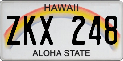 HI license plate ZKX248