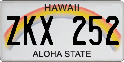 HI license plate ZKX252