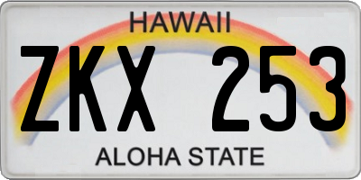HI license plate ZKX253
