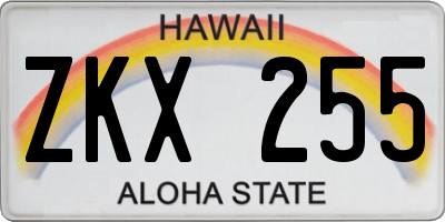 HI license plate ZKX255