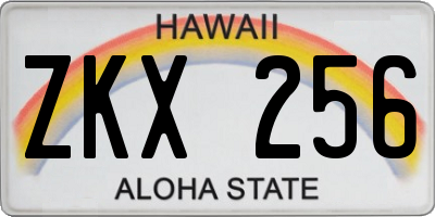 HI license plate ZKX256