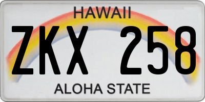 HI license plate ZKX258