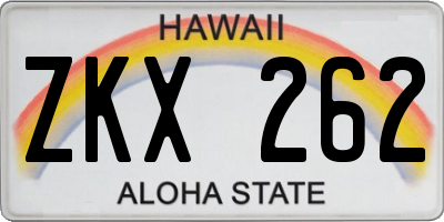 HI license plate ZKX262
