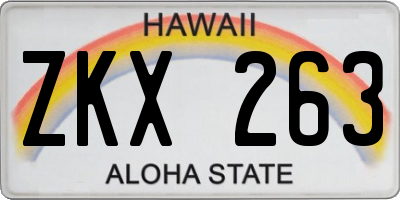 HI license plate ZKX263