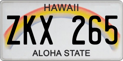 HI license plate ZKX265