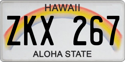 HI license plate ZKX267