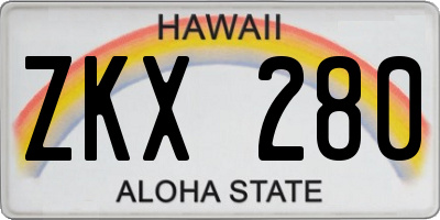 HI license plate ZKX280