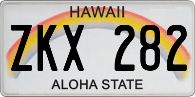 HI license plate ZKX282