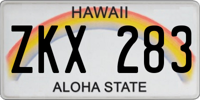 HI license plate ZKX283