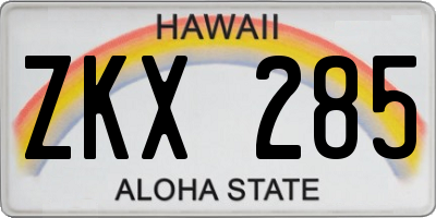 HI license plate ZKX285