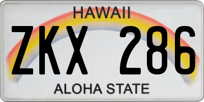 HI license plate ZKX286