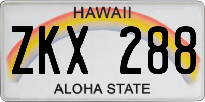 HI license plate ZKX288
