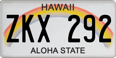 HI license plate ZKX292