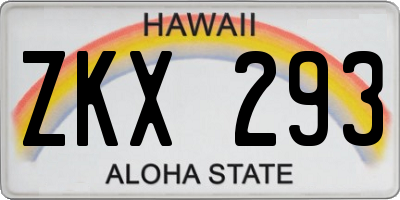 HI license plate ZKX293
