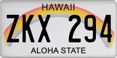 HI license plate ZKX294