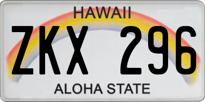 HI license plate ZKX296