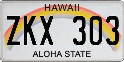 HI license plate ZKX303