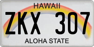 HI license plate ZKX307