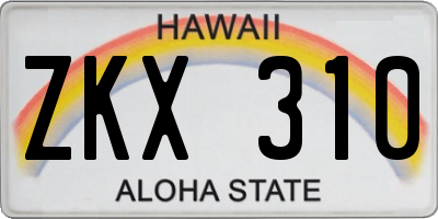 HI license plate ZKX310