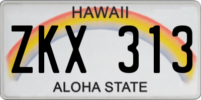 HI license plate ZKX313