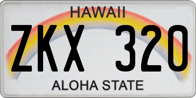 HI license plate ZKX320