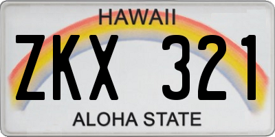 HI license plate ZKX321