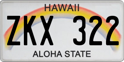 HI license plate ZKX322