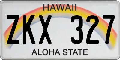 HI license plate ZKX327