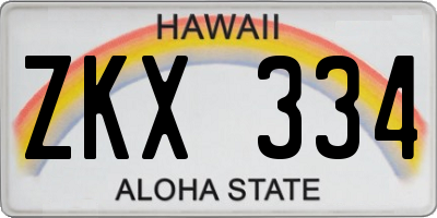 HI license plate ZKX334