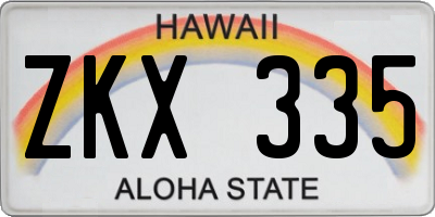 HI license plate ZKX335