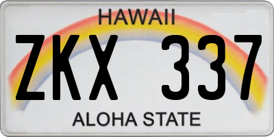 HI license plate ZKX337