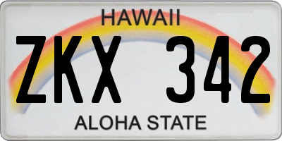 HI license plate ZKX342