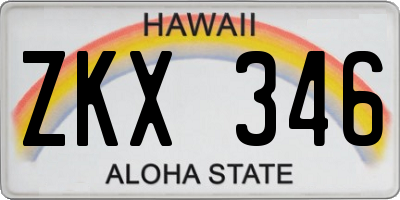 HI license plate ZKX346