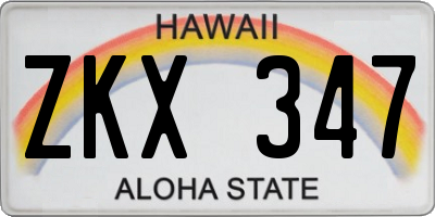 HI license plate ZKX347