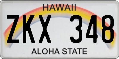 HI license plate ZKX348