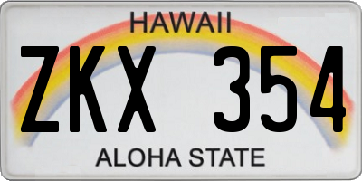 HI license plate ZKX354