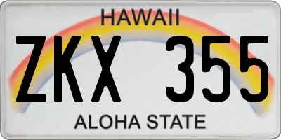 HI license plate ZKX355