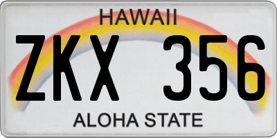 HI license plate ZKX356